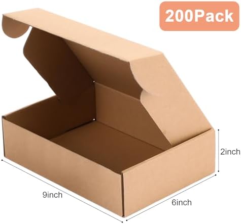 Qilery 200 Pcs 9 x 6 x 2" Shipping Boxes Corrugated Cardboard Box - Image 2