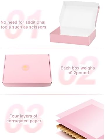 Shipping Boxes 9x6x2 Inch, Set of 45, Cute Pink Corrugated Cardboard Boxes, Mailer Packaging Boxes for Small Business Gift Literature Shipping - Image 4