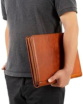 DUKE&COW Vegan Leather Portfolio Binder, 3 Ring Binder Padfolio for Women, Brown Folder, Handmade Oranizer, Personalized Resume Folder (Brown, Custom) - Image 3