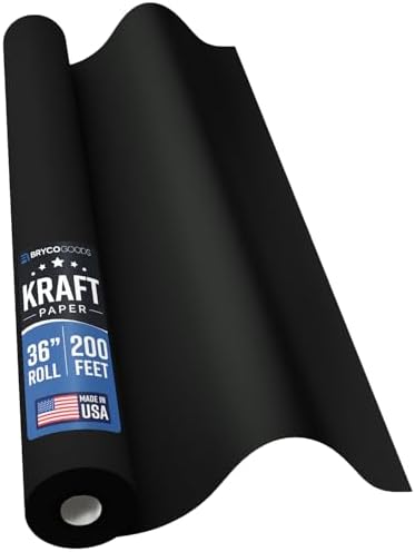 Bryco Goods 36” x 2400” (200’) Black Kraft Paper Roll - Made in USA - Ideal for Bulletin Board, Packing, Shipping, Arts & Crafts, Bouquet, Gift Wrapping, Table Covering by BrycoGoods