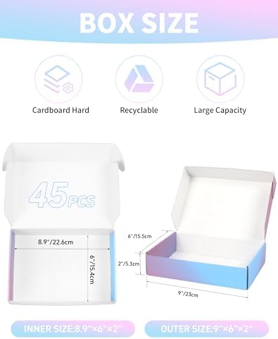 Pack of 45-9x6x2 Inch Shipping Boxes for Small Business, Purple Cardboard Corrugated Mailer Boxes for Shipping Packaging Craft Gift Giving Products - Image 3