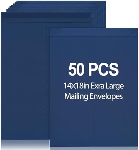 Motipuns 50 Pcs 14'' x 18'' Large Mailing Envelopes 32lb with Gummed Flaps by Motipuns
