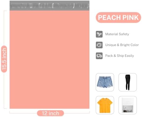 Metronic Poly Mailers 12x15.5 100 Pack Self-Seal Shipping Bags, Peach Pink - Image 4