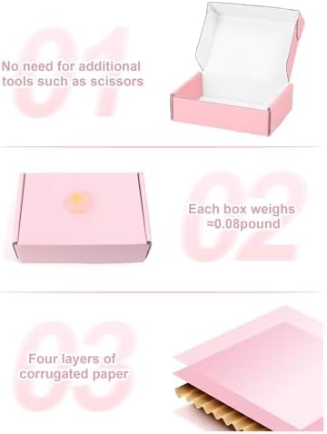6x4x1.6 Inch Small Shipping Boxes, Pack of 50 Pink Cardboard Boxes, Mailer Packaging Boxes for Gift - Image 4