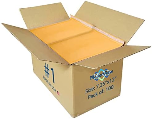Kraft Bubble Mailers 7.25x12, Self Seal Padded Envelopes #1, 100 Pack Bulk by MAILERVIEW