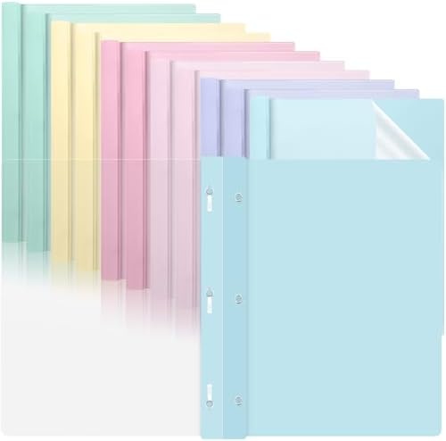 12 PCS Pastel Plastic Report Covers with 3 Prongs Clear Front Presentation Folders 3 Prong Folders for Resume Portfolio Document Report Letter Proposal School Classroom Office Supplies (Pastel) by gisgfim