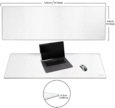 Cacoy Leather Desk Blotter Pad, 47.2" x 15.7" Oversized Mouse Pad XXL, Extended Computer Mouse Mat, Desk Writing Pad for Office, Home, Gaming (White) - Image 4