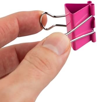 JAM PAPER Colorful Binder Clips - Medium - 1 1/4 Inch (32 mm) - Pink Binderclips - 15/Pack - Image 2