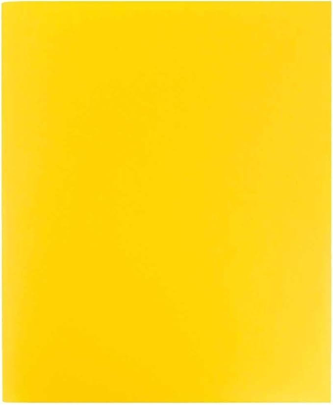 JAM PAPER Heavy Duty Plastic 2 Pocket Extra Tough School Folders - Yellow - Bulk 48/Pack - Image 4