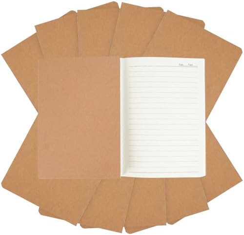 LIONSOUL 10 Pack Kraft Notebooks Bulk A5 Lined Journals 80 Pages Brown Journal Notebooks Sewn Binding Small Notebooks for Writing Notes Office Supplies by LIONSOULDISCOUNT