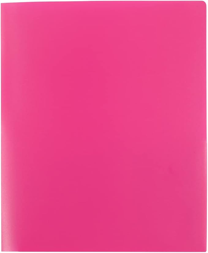 JAM PAPER Heavy Duty Plastic 2 Pocket Extra Tough School Folders - Fuchsia Hot Pink - 6/Pack - Image 7