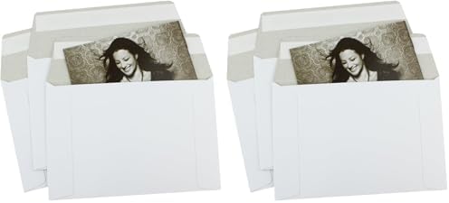 100 EcoSwift 6.5 x 4.5 Rigid Photo Mailers Stay Flats White Cardboard Self Seal Envelopes (Pack of 2) by EcoSwift