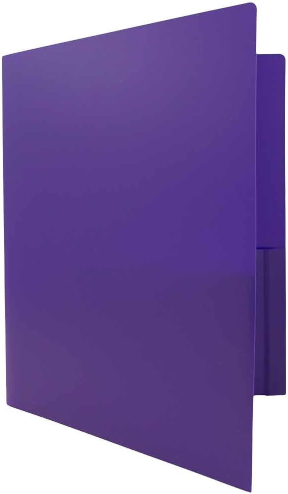 JAM PAPER Heavy Duty Plastic 2 Pocket Extra Tough School Folders - Purple - 6/Pack - Image 3