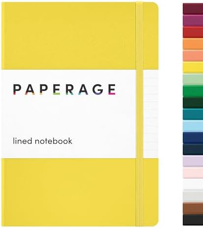 PAPERAGE Lined Journal Notebook, Hardcover Journal for Women & Men, 160 Pages, (5.6 in x 8 in), College Ruled Journaling Notebook for Work, School Supplies & Note Taking, (Yellow) by PAPERAGE