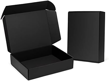 Timirog Shipping Boxes 13x10x3 Inches 20 Pack Black Corrugated Cardboard Mailing Box for Small Business, Tab Locking Literature Mailer Packaging Supplies for Packing Book Gifts Craft by Timirog