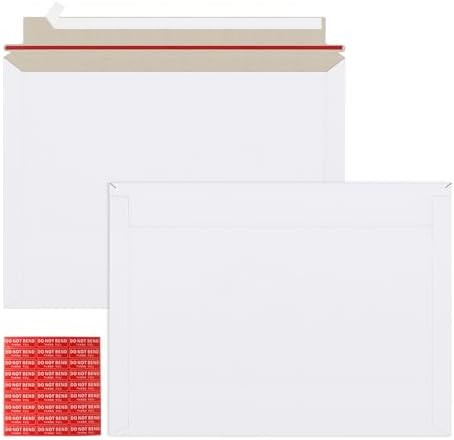 zmybcpack 50 Pack 10x13.5 inch Rigid Mailer Self Seal Photo Document Mailers Stay Flat White Cardboard Envelopes White Photography Mailers for Papers,Photos, Document by zmybcpack