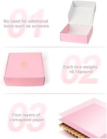 6x6x2 Pink Shipping Boxes for Small Business, Pack of 50 Small Cardboard Boxes for Shipping Mailer Packaging - Image 4