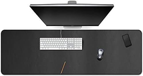 Cacoy PU Leather Desk Pad, 55" x 16" Computer Desk Writing Mat for Office and Home, Large Gaming Keyboard Mouse Pad (Black) by Cacoy