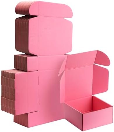 8x8x4 inch Pink Shipping Boxes for Small Business- Set of 25 by Yidomto