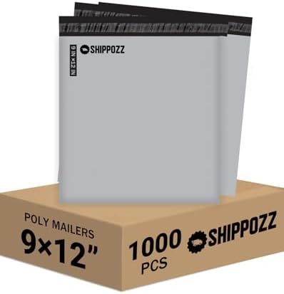 Shippozz 9x12 Poly Mailers 1000 Pack, Durable Waterproof Polymailers for Shipping Clothes, Self Seal Mailing Bags for Small Business Packaging Supplies, Mailing Envelopes for Books, and Accessories by Shippozz