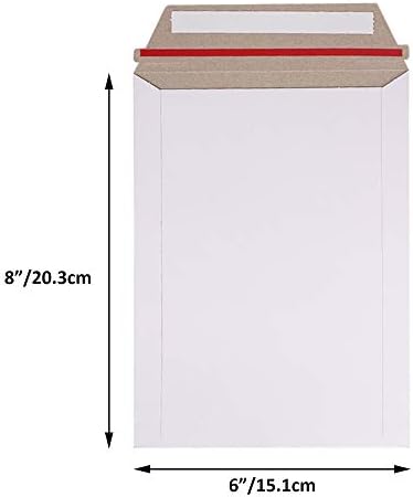 zmybcpack 100 Pack 6X8 inch Self Seal Photo Document Mailers Stay Flat White Cardboard Envelopes White Photography Mailers for CD, Photos, Document - Image 2