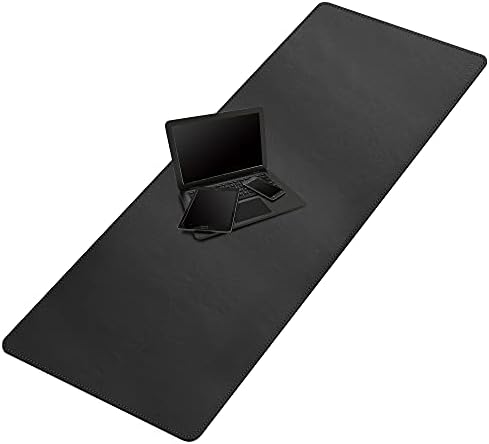 Cacoy 63"x24" Leather Desk Mat, Office Desk Blotter, Large Mouse Pad, Black by Cacoy
