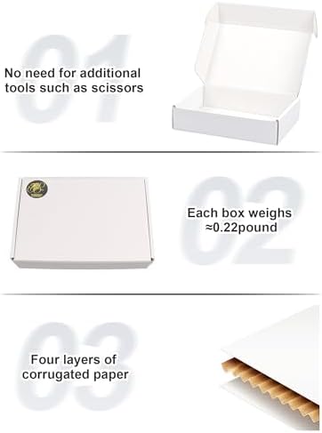 White Shipping Boxes 9x6x2 Inch, Set of 45, Corrugated Cardboard Boxes, Mailer Packaging Boxes for Small Business Gift Literature Shipping - Image 4