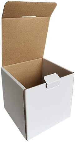 4x4x4'' Small Shipping Boxes, 25 Pack, Cardboard Corrugated Mailers for Business, White (LM444-25) by CH-BOX