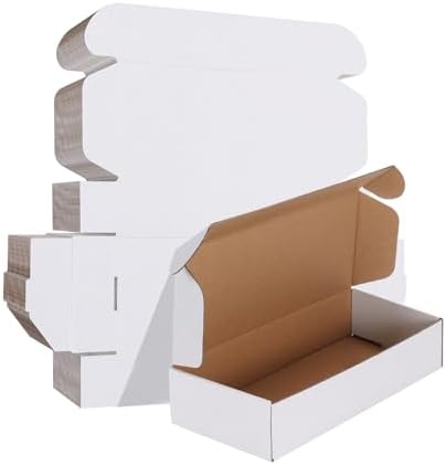 HORLIMER 12x4x2 inches Shipping Boxes Set of 25, White Corrugated Cardboard Box Literature Mailer by HORLIMER