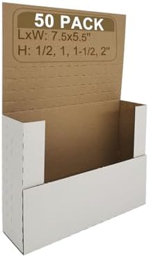50 Pack DVD Shipping Box Mailers 7.5×5.5×2" Height Adjustable for Games CDs by SZYANGDA