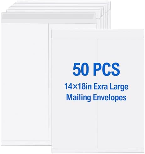 Motipuns 50 Pcs 14'' x 18'' Large Mailing Envelopes 32lb with Gummed Flaps by Motipuns