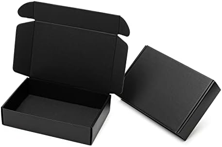 Mcfleet 9x6x2" Black Shipping Boxes - 24 Pack Corrugated Cardboard Mailing Box Packaging for Small Business - Tab Locking Literature Mailer Flat Empty Gift Packing Supplies by Mcfleet