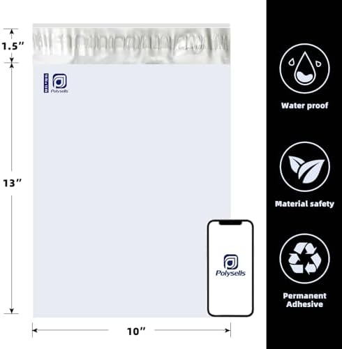 POLYSELLS 1000 pcs 10x13 Inches White x Silver Poly Mailers Shipping Envelopes, Strong Adhesive Sealing, Waterproof, and Tear-resistant Postal Mailing Bags for Clothing and Accessories - Image 4
