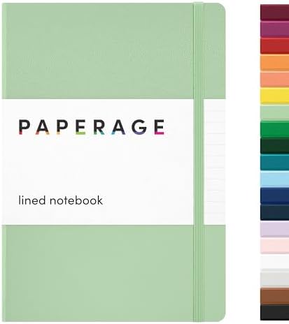 PAPERAGE Lined Journal Notebook, Hardcover Journal for Women & Men, 160 Pages, (5.6 in x 8 in), College Ruled Journaling Notebook for Work, School Supplies & Note Taking, (Sage Green) by PAPERAGE