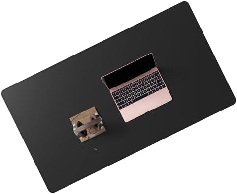 Cacoy 36"x20" XXL Leather Desk Mat Black, Waterproof Desk Blotter Protector by Cacoy
