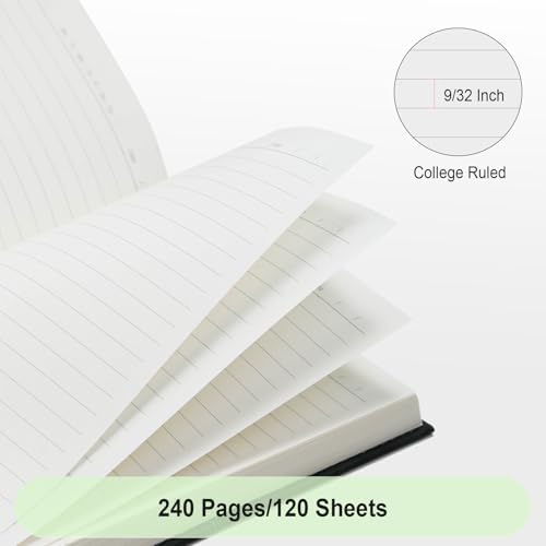Comix Lined Journal Notebook for Work, 240 Pages, 5.5 x 8.3 inch, Black - Image 5