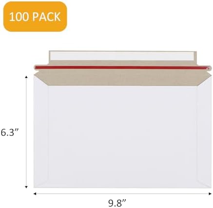 zmybcpack 100 Pack 6.3"x9.8" Rigid Mailer Self Seal Photo Document Mailer - Image 2