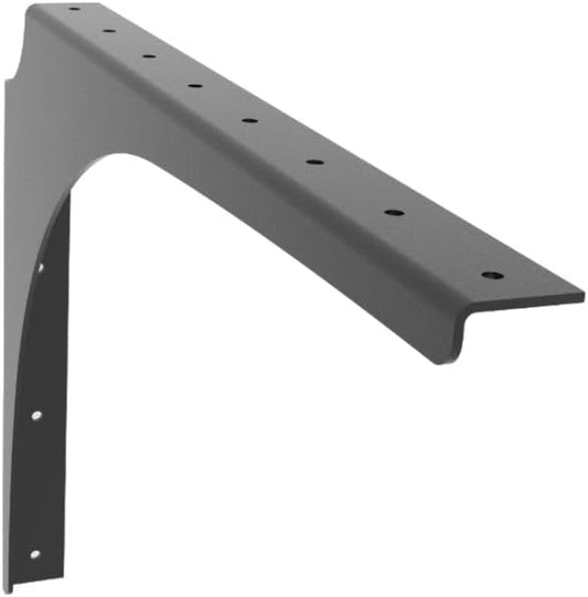 Iron Supports Universal Heavy-Duty Commercial Bracket - Industrial Support Brackets - Steel Mounting Bracket for Shelves, Vanities, Buffets, Desks (Matte Black - 12" Deep x 8" High, Left Hand)