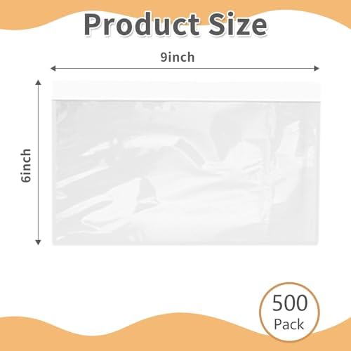 6" x 9" Shipping Label Sleeves Plastic Envelopes Self-Adhesive Top Loading Packing List Envelopes, Clear Mailing Label Pouch for Packages(500 Pack) - Image 2