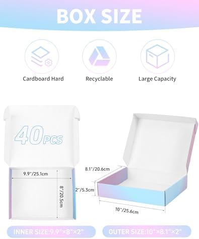 10x8x2 Shipping Boxes 40 Pack, Purple Gradient Mailer Packaging Box, Corrugated Cardboard Boxes for Gift Small Business Literature - Image 2
