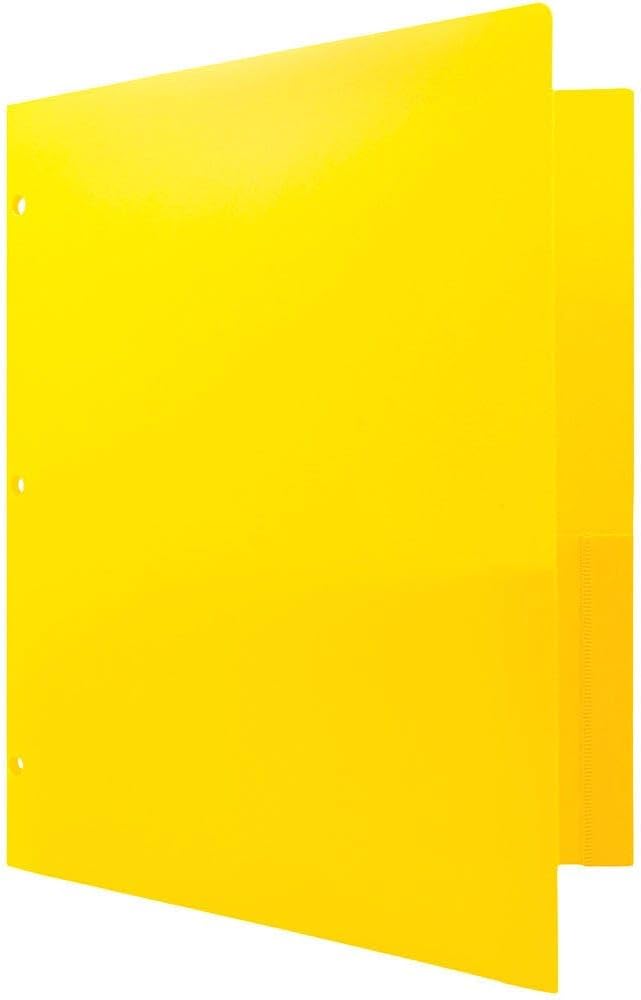 JAM PAPER Heavy Duty Plastic 3 Hole Punch Pocket Folders - Extra Tough School Folders - Yellow - Bulk 144/Box - Image 3
