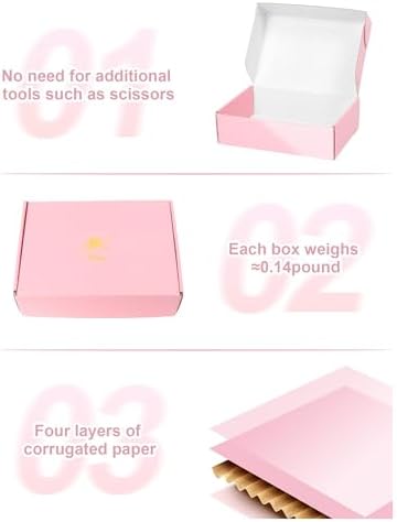7x5x2 Inch Pink Shipping Boxes for Small Business, 50 Pack Small Corrugated Cardboard Boxes, Cute Mailer Packaging Boxes for Gift - Image 4