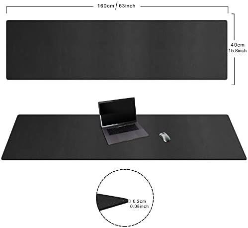 Cacoy 63" x 15.7" Large Leather Desk Mat, Multifunctional Computer Desk Pad, Waterproof PU Leather Mouse Pad, Extended Desk Writing Mat for Office and Home (Black) - Image 4