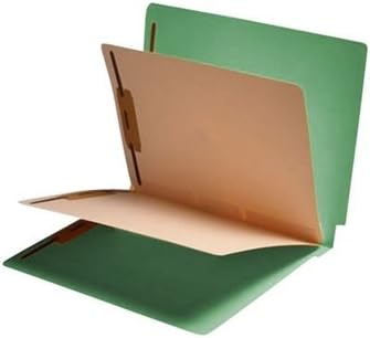 Green Classification Folders - 11pt, 2 Dividers, 6 Top Fasteners, 3/4" Expansion, End Tab, Box of 25 by Colortrieve