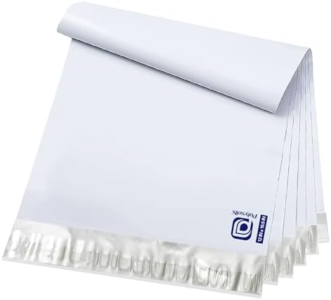 POLYSELLS 50 pcs 12x15.5 Inches White Poly Mailers Shipping Envelopes, Strong Adhesive Sealing, Waterproof, and Tear-resistant Postal Mailing Bags for Clothing and Accessories by POLYSELLS