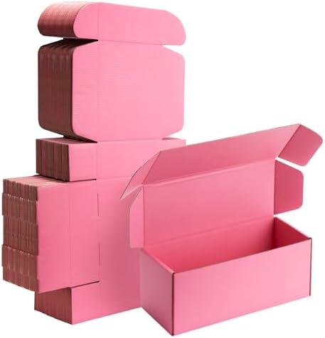 10x4x4 inch Pink Shipping Boxes for Small Business- Set of 25 by Yidomto