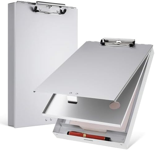 PerKoop 1 Pcs Aluminum Clipboard with Storage, Folder Form Holder by PerKoop
