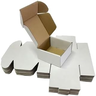 4x4x2 Shipping Boxes Set of 100, White Small Corrugated Cardboard Box, Mailer Box by rongyangtong