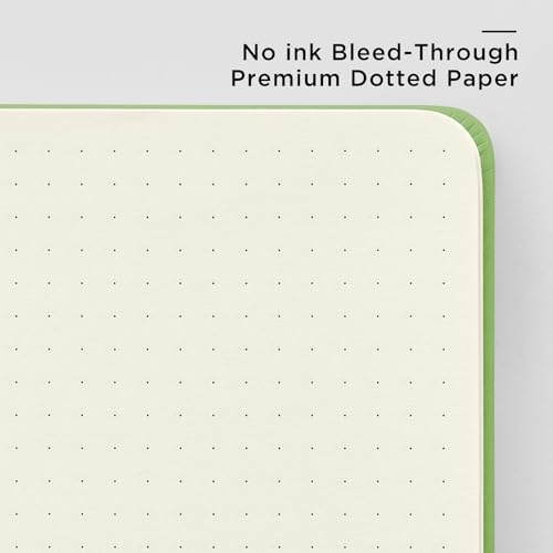 &And Per Se Dotted Journal Notebook, A5 Hardcover Leather Dotted Journal, 160 Pages 100gsm Thick Dot Grid Paper, 3 Sheets of Stickers Included - 5.7'' x 8'' (Pastel green) - Image 5