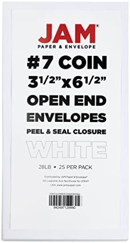 JAM PAPER #7 Coin Business Envelopes with Peel and Seal Closure - 3 1/2 x 6 1/2 - White - 25/Pack - Image 6